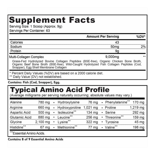 Codeage, пептиды коллагена нескольких типов в порошке, без добавок, 567 г (20 унций)