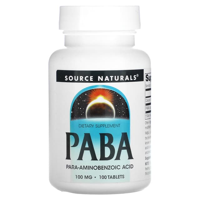 Source Naturals, PABA (ПАБК), 100 мг, 100 таблеток
