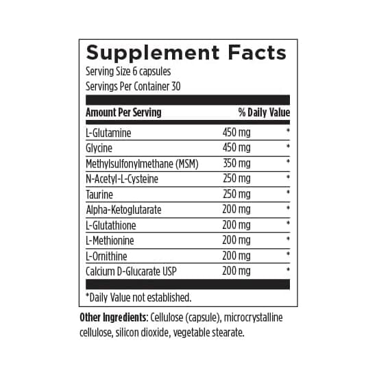 Designs for Health Amino-D-Tox - аминокислотная детоксикация + поддержка очищения печени - добавка с глицином, глюкаратом кальция D, NAC - 180 капсул