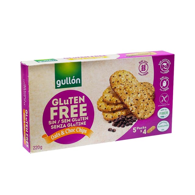GULLON Gluten FREE Oats & СhocChips, Печенье без глютена с шоколадной крошкой и овсяными хлопьями, 220 г