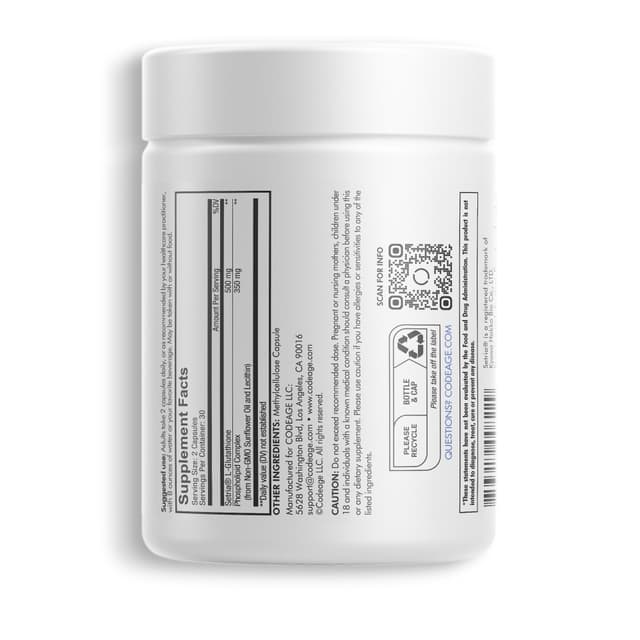 Codeage, Липосомальный глутатион, 500 мг 60 растительных капсул