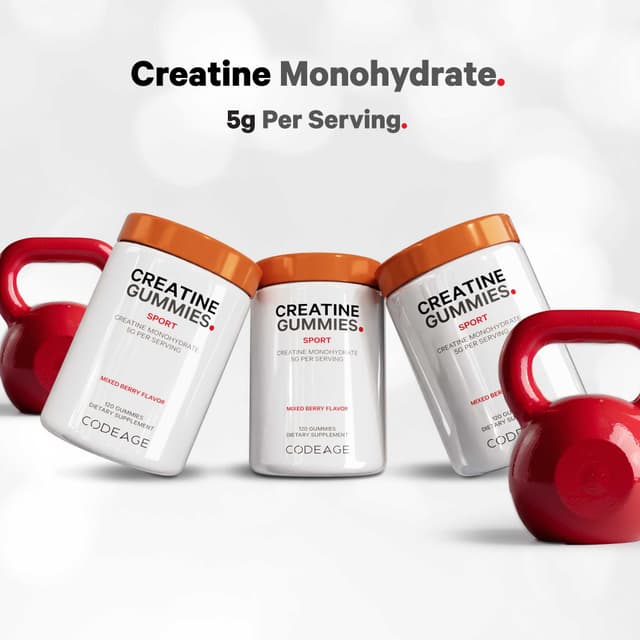 Codeage, Sport, жевательные мармеладки с креатином, ягодное ассорти, 120 жевательных таблеток