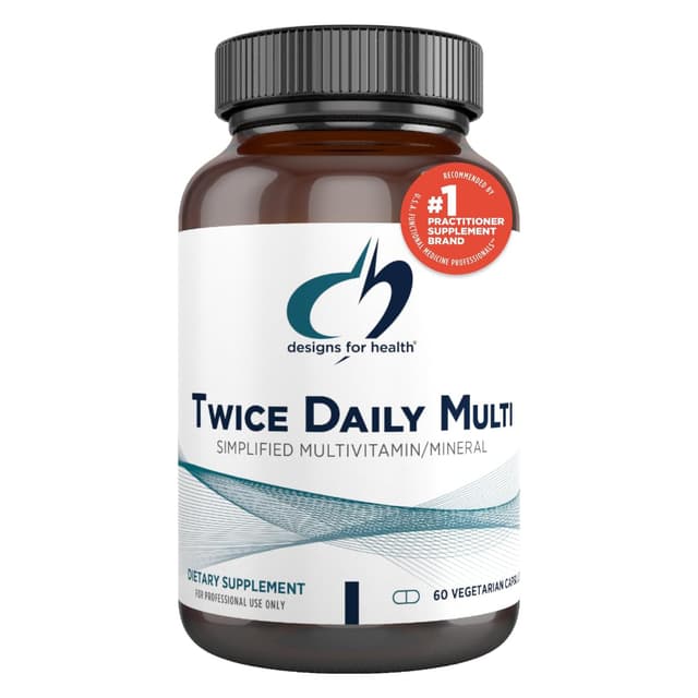 Designs for Health Twice Daily Multimineral - Метилированный мультивитамин для женщин и мужчин - содержит B12 и фолат, витамины C, K, D, E (60 капсул)