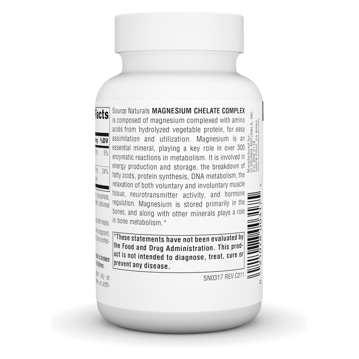 Source Naturals, комплекс хелата магния, 100 мг, 100 таблеток