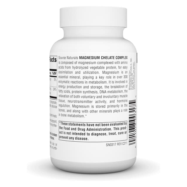 Source Naturals, комплекс хелата магния, 100 мг, 100 таблеток