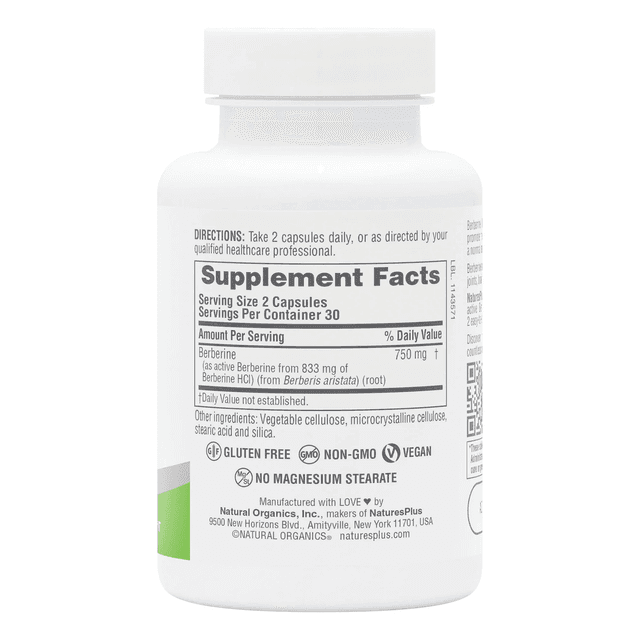 Nature’s Plus PRO Berberine, Берберин 750 мг, 60 капсул