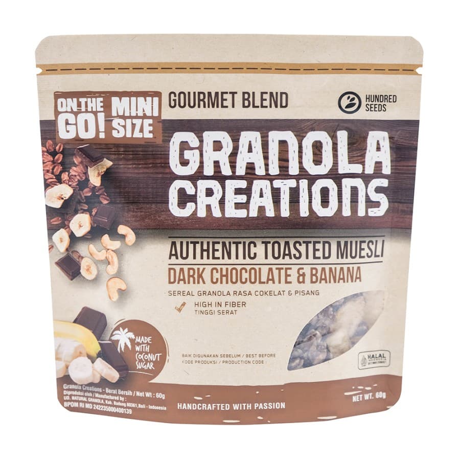 Hundred Seeds - Granola Creations с шоколадом и бананом, 60 гр