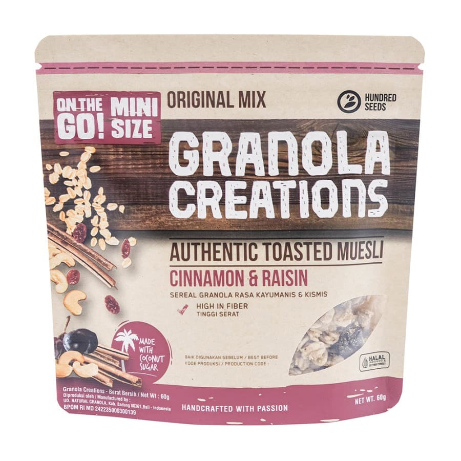 Hundred Seeds - Granola Creations с корицей и изюмом, 60 гр.