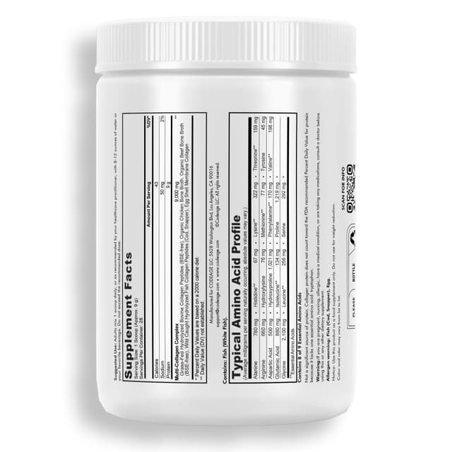 Codeage, пептиды коллагена нескольких типов в порошке, без добавок, 252 г (8.9 унций)