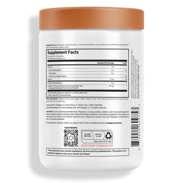 Codeage, Sport, жевательные мармеладки с креатином, ягодное ассорти, 120 жевательных таблеток