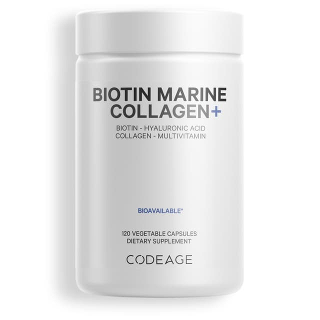 Codeage, Wild Caught, морской коллаген с биотином, гиалуроновая кислота, 120 капсул