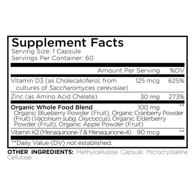 Codeage, Amen, витамин D, K2 и цинк, 60 капсул