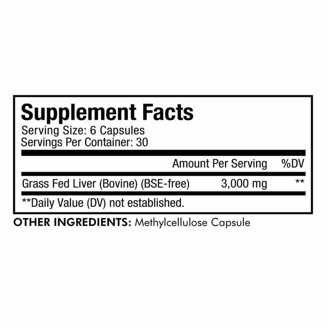 Codeage Grass Fed beef ;iver печень коров травяного откорма 180 капсул (500 мг в 1 капсуле)