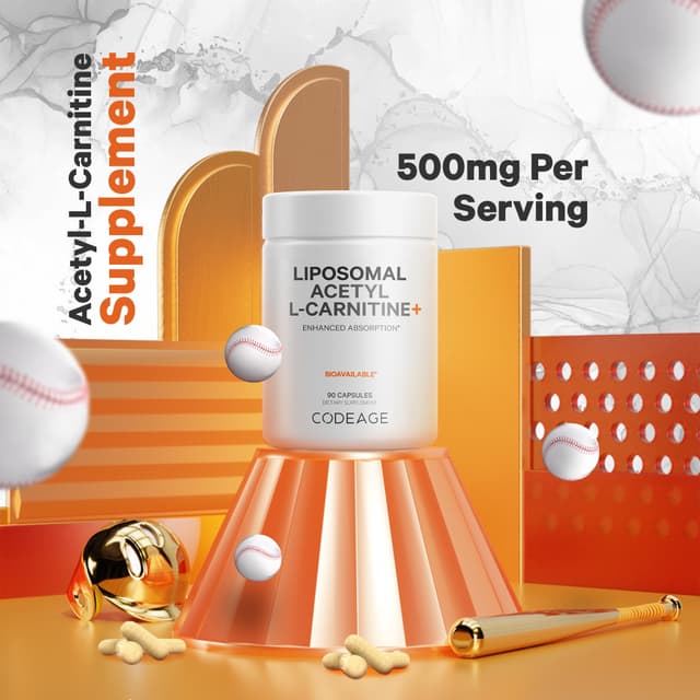 Codeage, липосомальный ацетил-L-карнитин плюс, 500 мг, 90 капсул