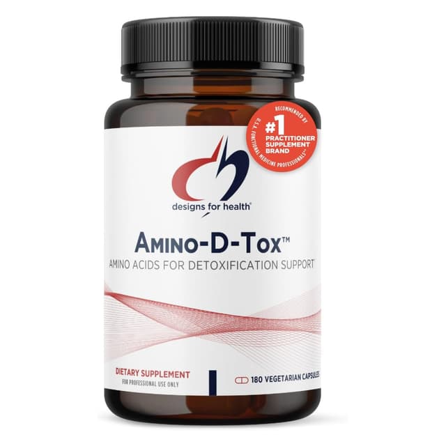 Designs for Health Amino-D-Tox - аминокислотная детоксикация + поддержка очищения печени - добавка с глицином, глюкаратом кальция D, NAC - 180 капсул