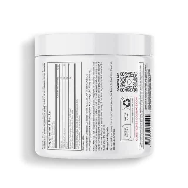 Codeage, Молозиво в порошке, без добавок, 120 г