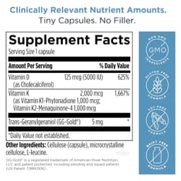 Designs for Health Vitamin D Supreme - Витамин D 5000 МЕ, с 2000 мкг витамина К в виде MK4 для здоровья костей, здоровья сердца и поддержки иммунитета (60 капсул)