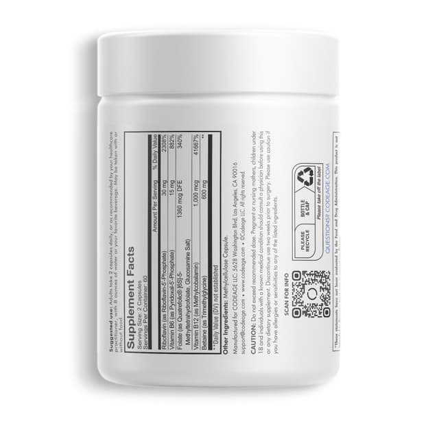 Codeage, Methylfolate B Complex B2 B6 B9 B12 5MTHF , 120 капсул