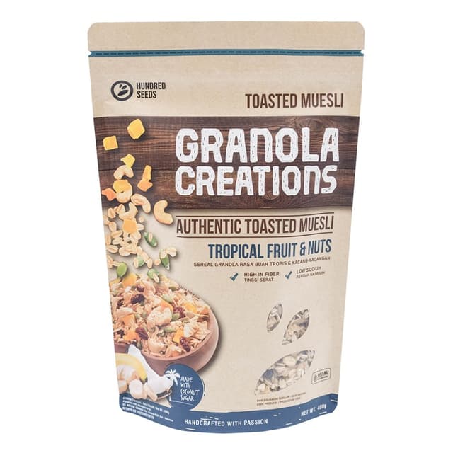 Hundred Seeds Granola Creations - Тропические фрукты и орехи, 400 г