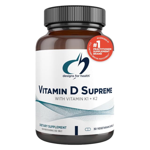 Designs for Health Vitamin D Supreme - Витамин D 5000 МЕ, с 2000 мкг витамина К в виде MK4 для здоровья костей, здоровья сердца и поддержки иммунитета (30 капсул)