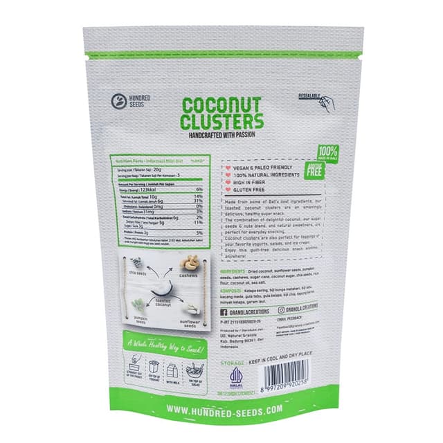 Hundred Seeds - Coconut Cluster, Кокосовые стружки, оригинальный вкус, 100 гр