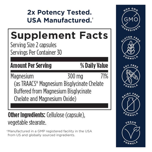 Designs for Health Magnesium Glycinate Complex, Комплекс глицината магния - для здоровья сердца, поддержки иммунитета и прочности костей (60 капсул)