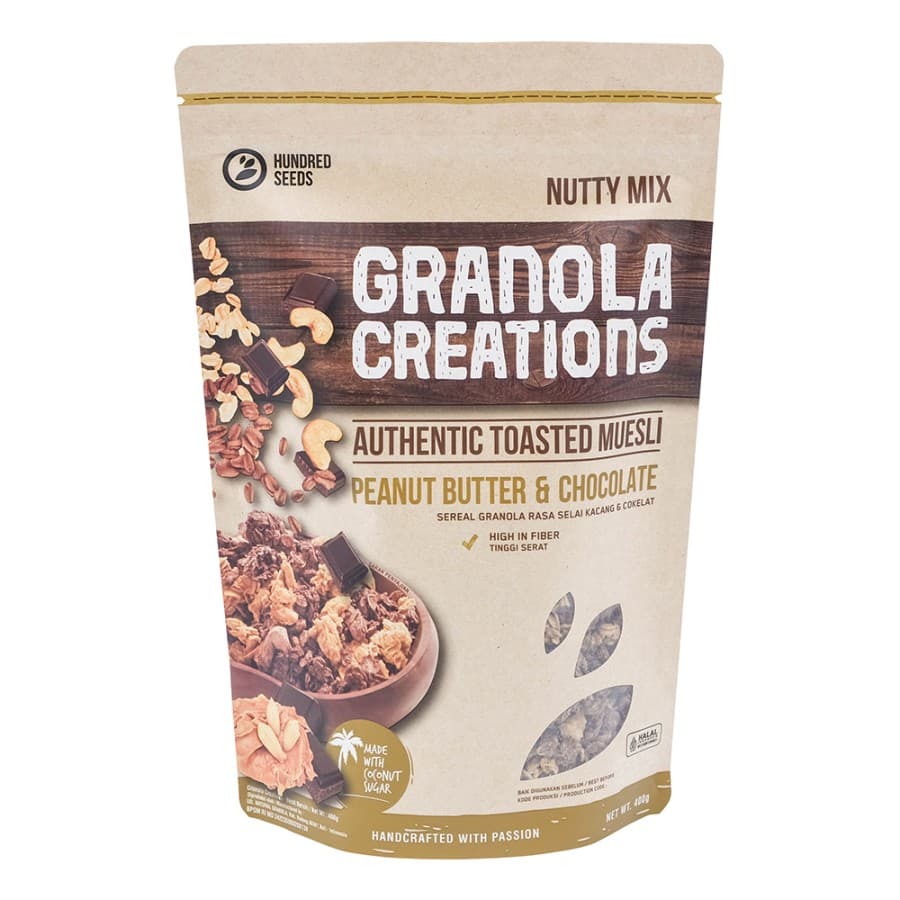 Hundred Seeds Granola Creations - арахисовое масло и шоколад, 400 г
