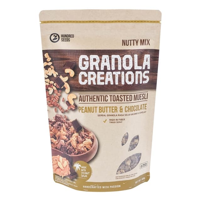 Hundred Seeds Granola Creations - арахисовое масло и шоколад, 400 г