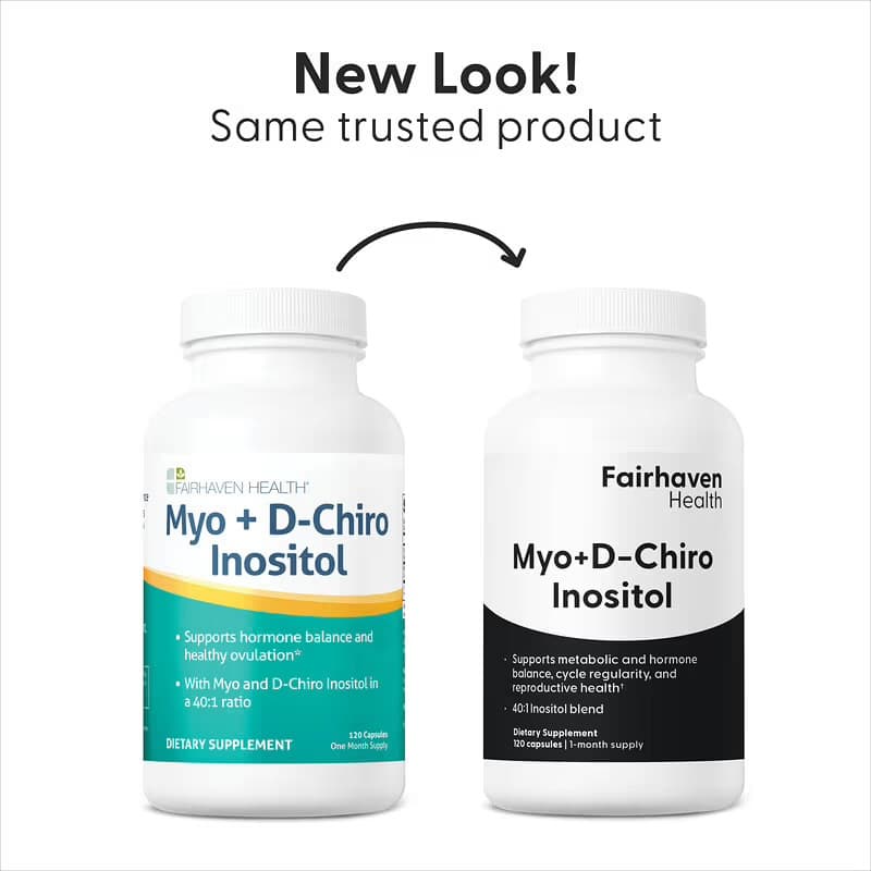 Fairhaven Health, мио-инозитол и D-хиро-инозитол, 120 капсул