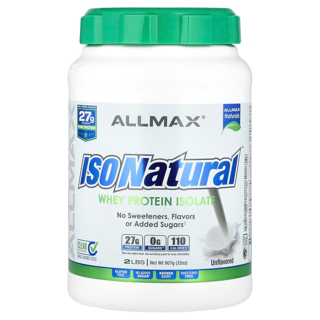 ALLMAX, ISONatural, изолят сывороточного протеина, без добавок, 907 г (2 фунта)