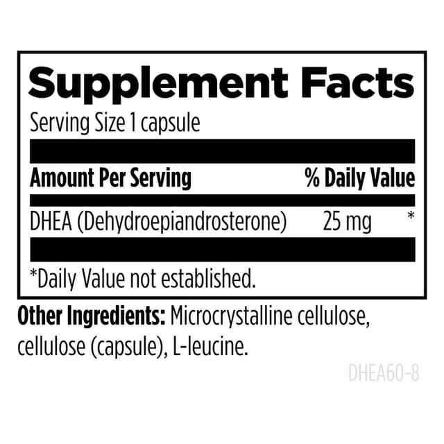 Designs for Health DHEA 25mg - добавка для поддержки здорового старения, мышечной целостности, энергии + гормонального синтеза, 60 капсул