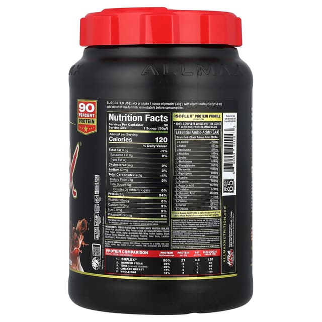 ALLMAX, ISOFLEX, чистый изолят сывороточного протеина, со вкусом шоколада, 2 фунта (907 г)