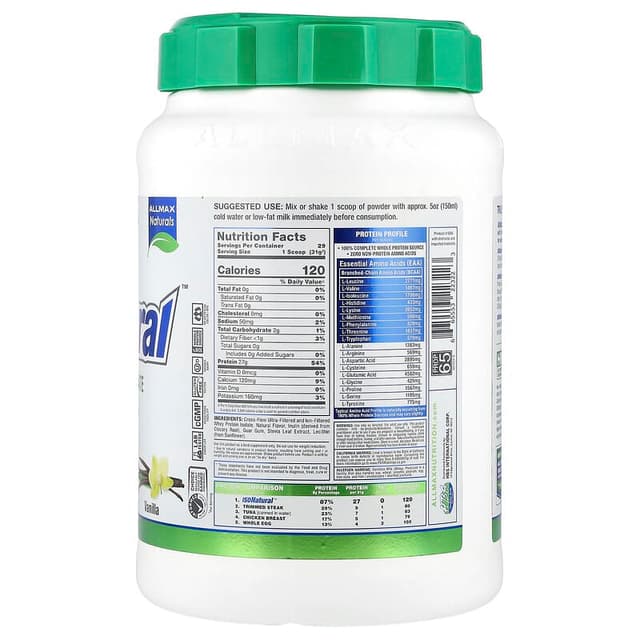 ALLMAX, ISONatural, изолят сывороточного протеина, ванильный, 907 г (2 фунта)