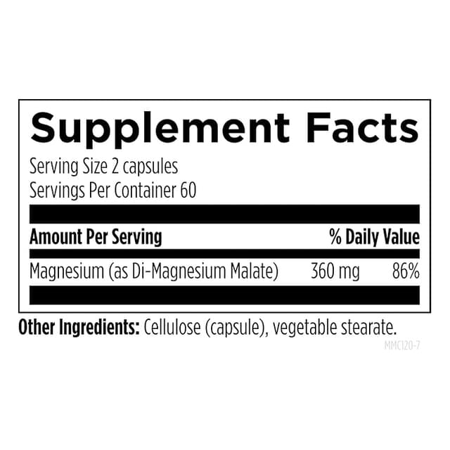 Designs For Health, Magnesium Malate, формула для поддержки энергии, здоровья костей и восстановления мышц - 120 капсул
