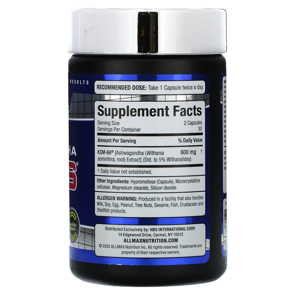 ALLMAX, Essentials, ашваганда KSM-66, 60 растительных капсул (300 мг на капсулу)
