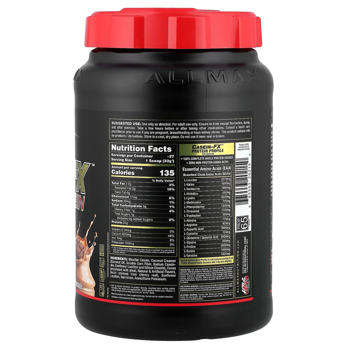ALLMAX, CaseinFX, 100%-ный казеиновый мицеллярный протеин, шоколад, 2 фунта (907 г)