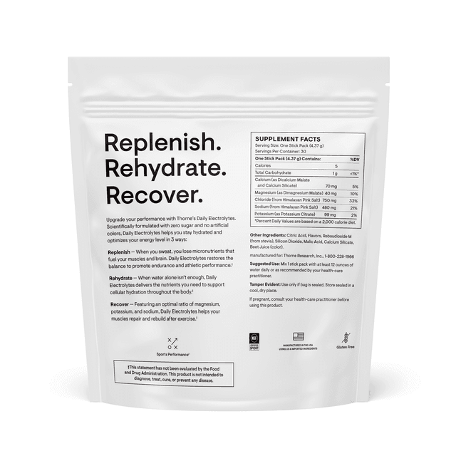 Thorne Research - Daily Electrolytes, со вкусом арбуза, 30 порций