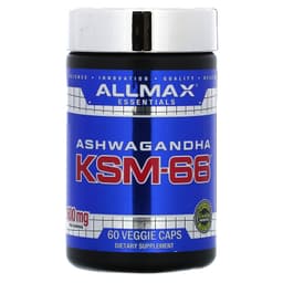 ALLMAX, Essentials, ашваганда KSM-66, 60 растительных капсул (300 мг на капсулу)