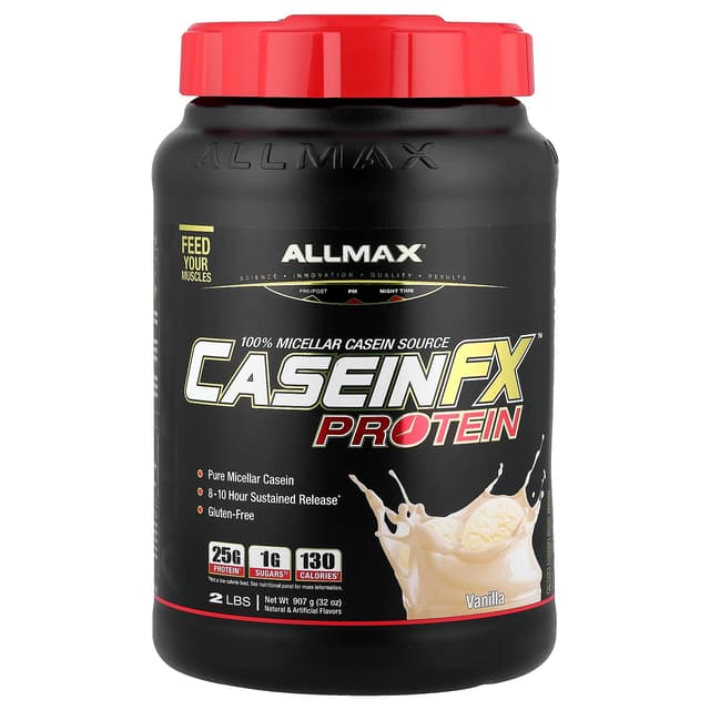 ALLMAX, CaseinFX, 100%-ный казеиновый мицеллярный протеин, ваниль, 907 г