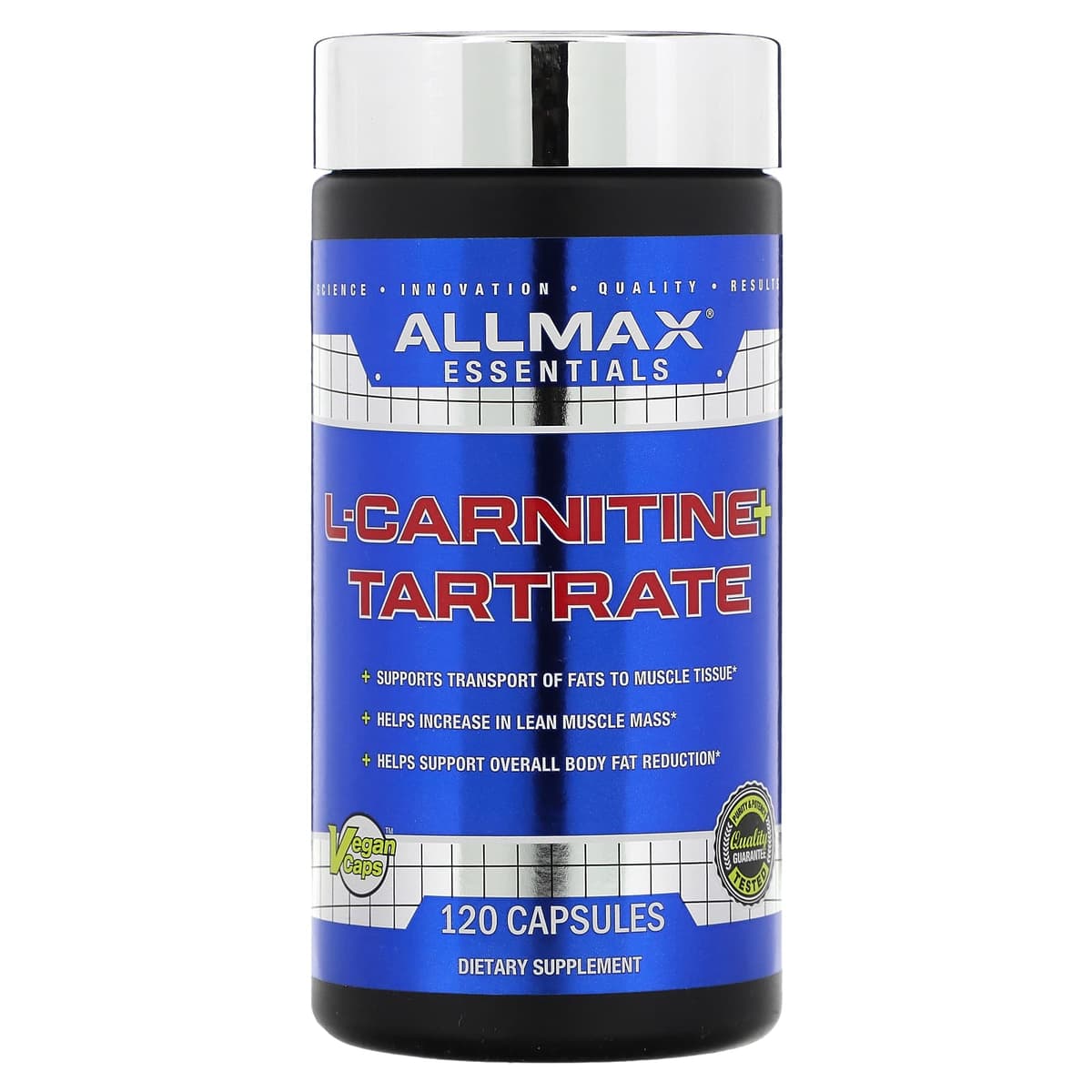 ALLMAX, Essentials, L-карнитин 1000 MG и тартрат, 120 капсул
