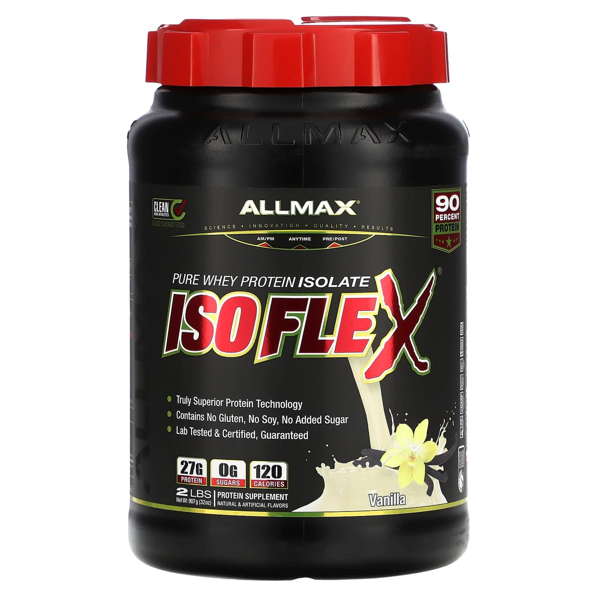 ALLMAX, ISOFLEX®, чистый изолят сывороточного протеина, со вкусом ванили, 907 г (2 фунта)