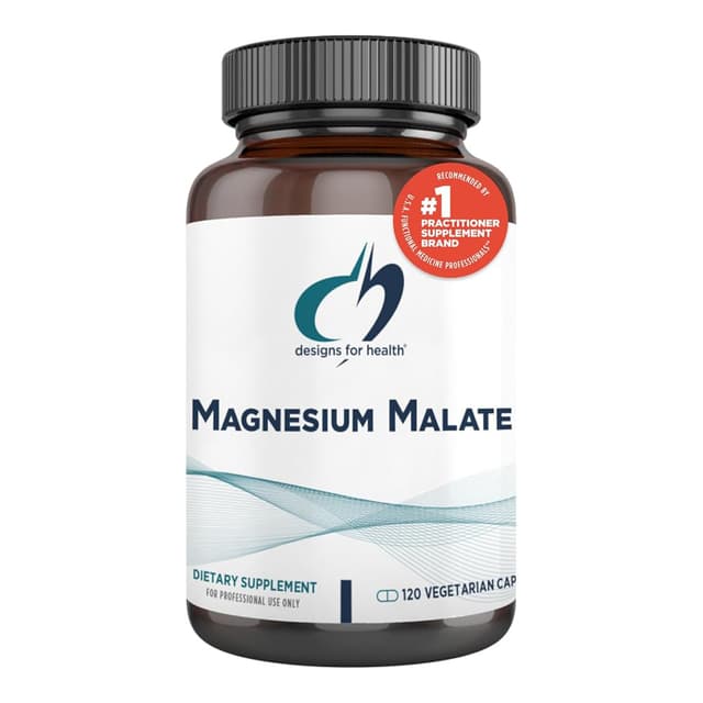 Designs For Health, Magnesium Malate, формула для поддержки энергии, здоровья костей и восстановления мышц - 120 капсул