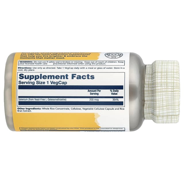 Solaray, Селен, 200 мкг, 90 вегетарианских капсул