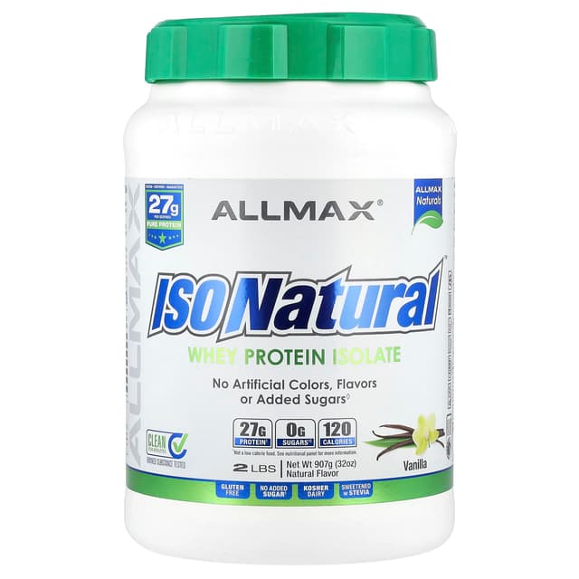 ALLMAX, ISONatural, изолят сывороточного протеина, ванильный, 907 г (2 фунта)
