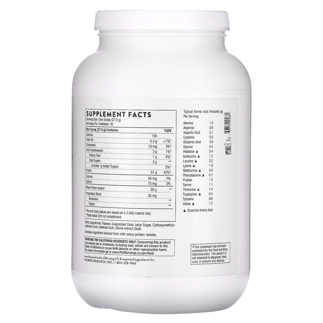 Thorne, Изолят сывороточного протеина, ваниль, 837 г (1,84 фунта)