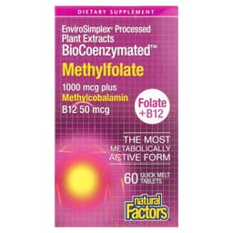 Natural Factors, BioCoenzymated™, метилфолат, 1000 мкг, 60 быстрорастворимых таблеток