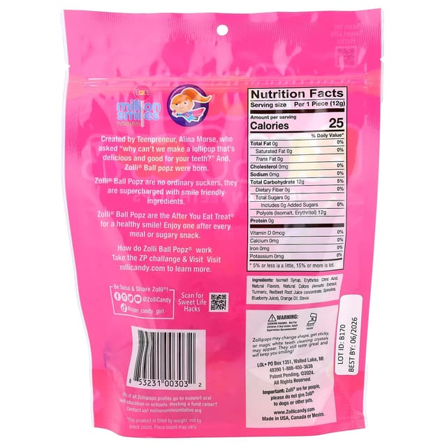 Zollipops, Zolli, фруктовые шарики, 147 г (5,2 унции)
