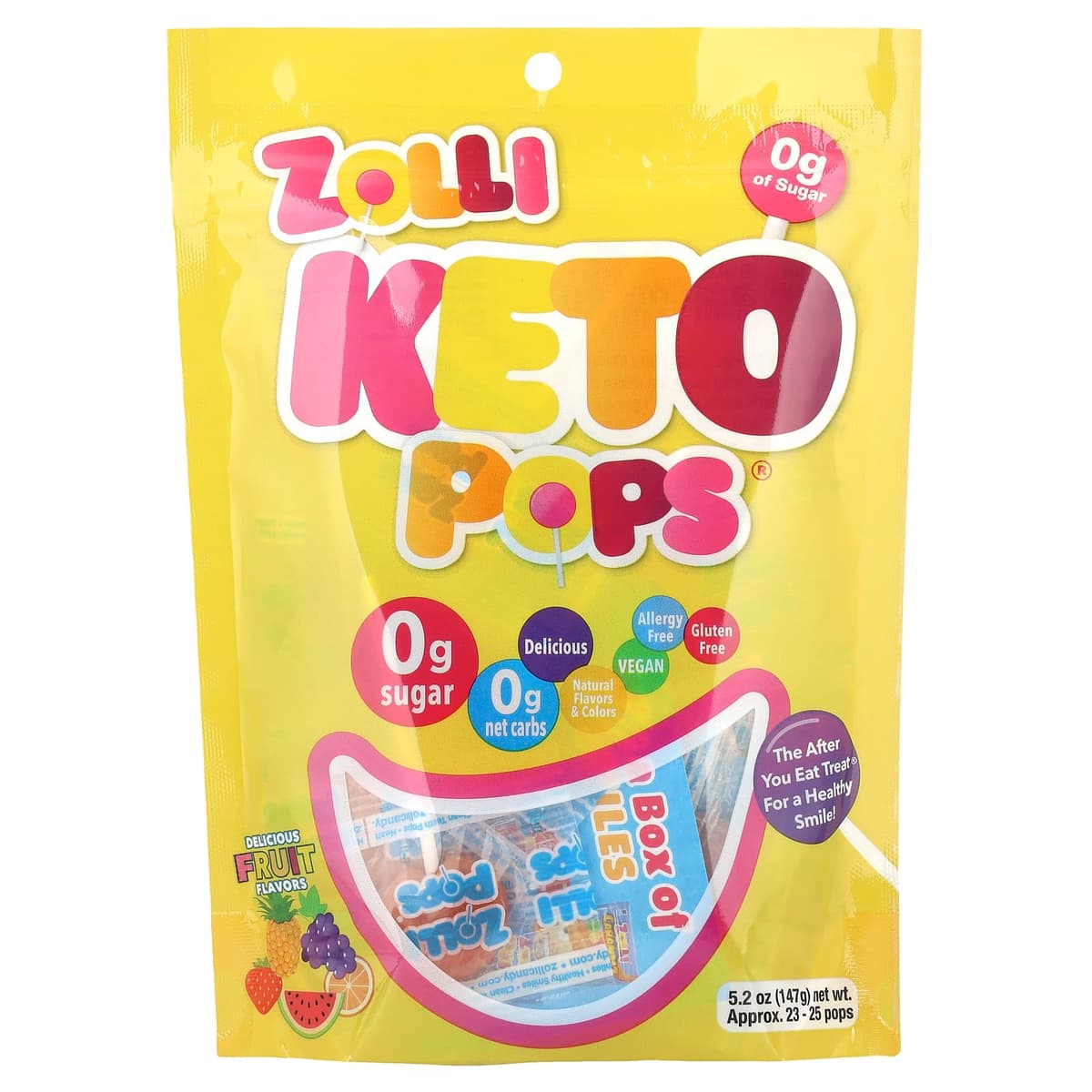 Zollipops, Keto Pops, фруктовый вкус, леденцы, 147 г (5,2 унции)