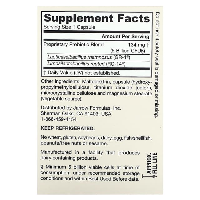 Jarrow Formulas, Vegan Fem Dophilus, 5 млрд КОЕ, 30 вегетарианских капсул