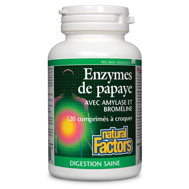 Natural Factors - Papaya Enzymes, Ферменты папайи с амилазой и бромелайном. 120 капсул